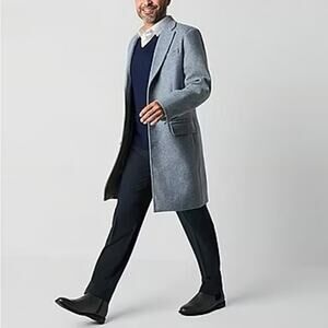 Stafford Mens Water Resistant Midweight Topcoat Coat Light Gray Size Medium